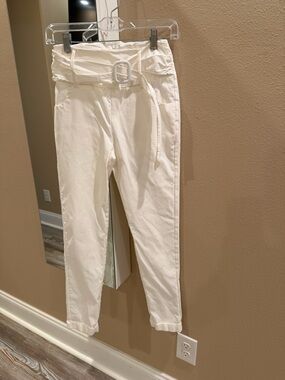 Love White Paperbag Ankle Jeans with Belt